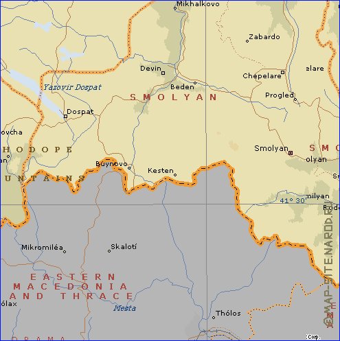 Administrativa mapa de Bulgaria em ingles