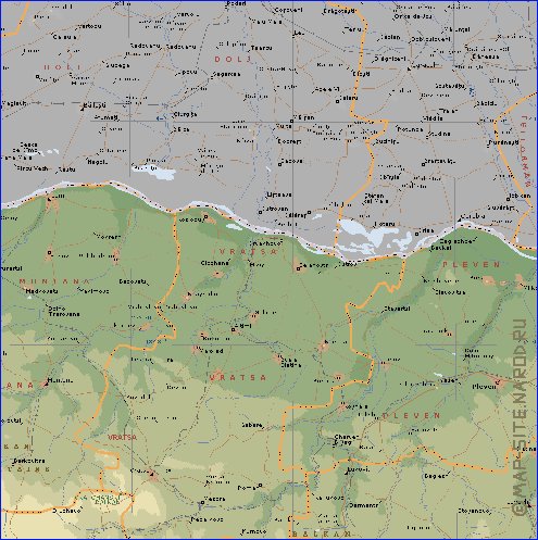 Administrativa mapa de Bulgaria em ingles