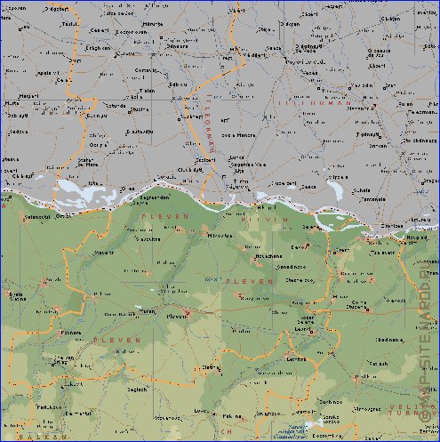 Administrativa mapa de Bulgaria em ingles