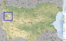 Administrativa mapa de Bulgaria em ingles