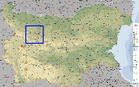 Administrativa mapa de Bulgaria em ingles