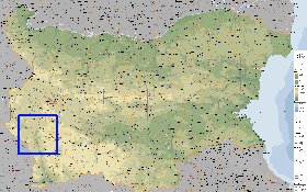 Administrativa mapa de Bulgaria em ingles