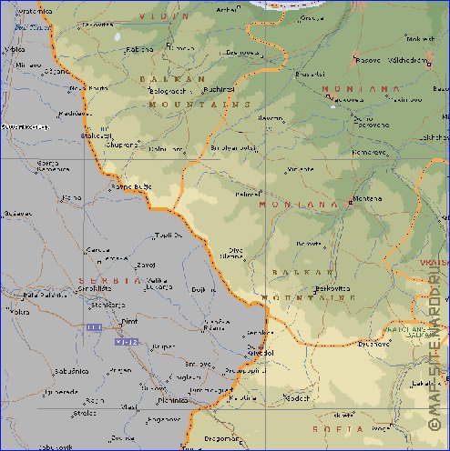 Administratives carte de Bulgarie en anglais