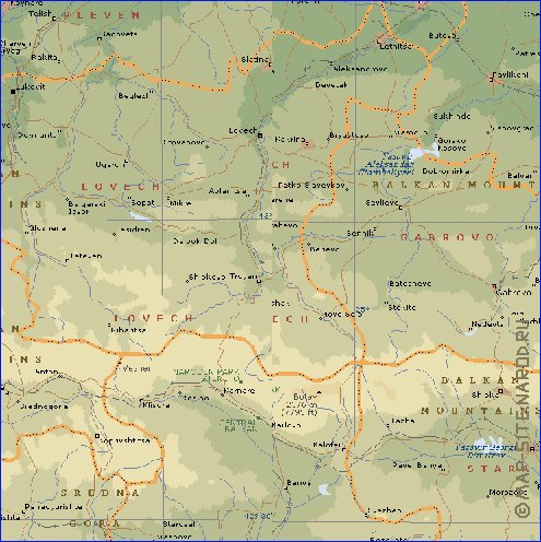 Administrativa mapa de Bulgaria em ingles