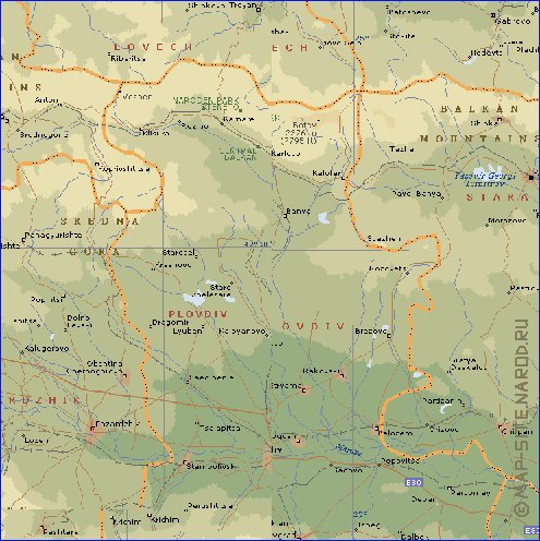 Administrativa mapa de Bulgaria em ingles