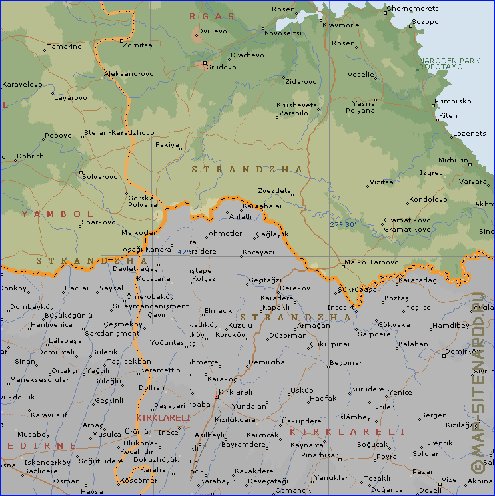 Administrativa mapa de Bulgaria em ingles