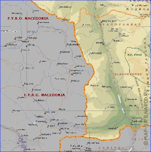 Administrativa mapa de Bulgaria em ingles