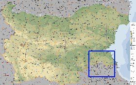 Administrativa mapa de Bulgaria em ingles