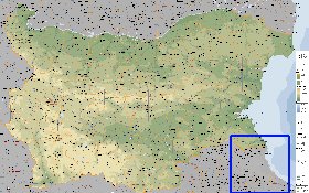 Administrativa mapa de Bulgaria em ingles