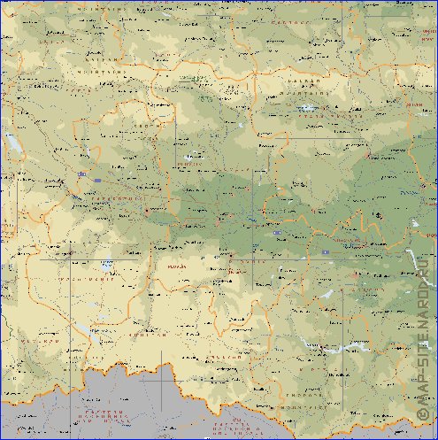 Administrativa mapa de Bulgaria em ingles