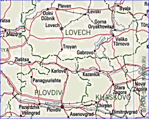 Administrativa mapa de Bulgaria