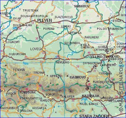 mapa de de estradas Bulgaria