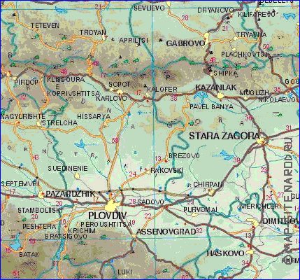carte de des routes Bulgarie