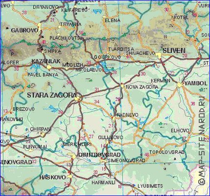 mapa de de estradas Bulgaria