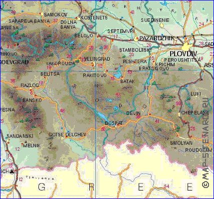 carte de des routes Bulgarie