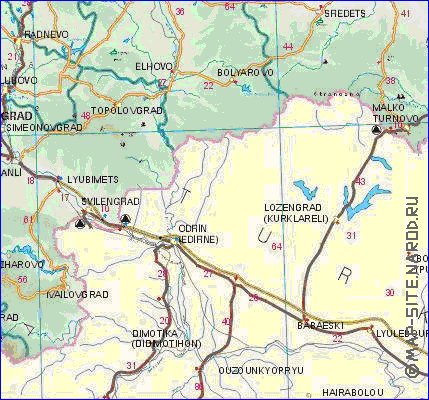 carte de des routes Bulgarie