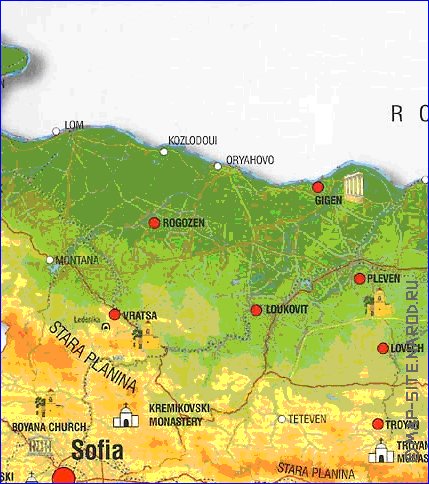 mapa de Bulgaria em ingles