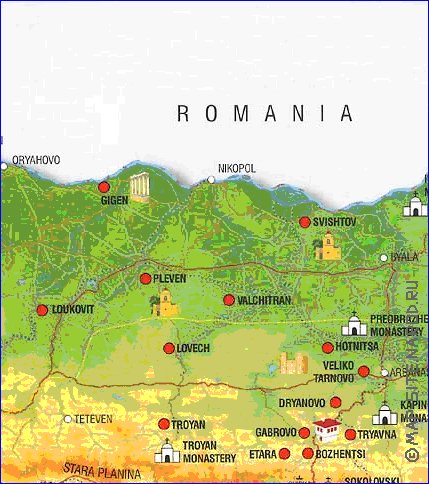 mapa de Bulgaria em ingles