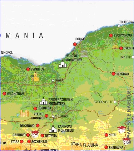 mapa de Bulgaria em ingles