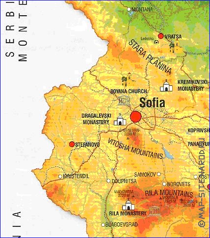 mapa de Bulgaria em ingles