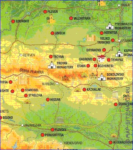 mapa de Bulgaria em ingles