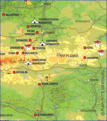 mapa de Bulgaria em ingles