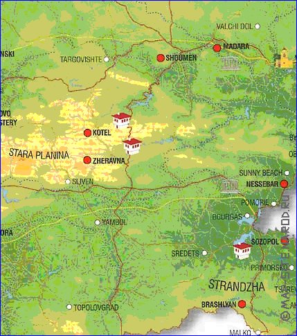 mapa de Bulgaria em ingles