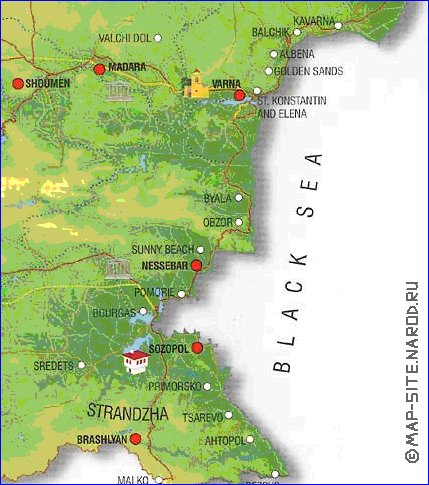 mapa de Bulgaria em ingles