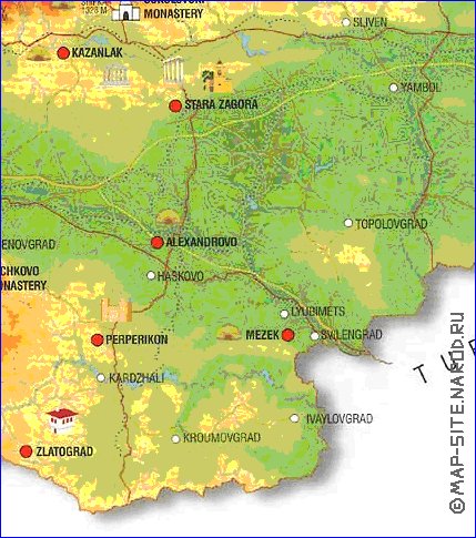 mapa de Bulgaria em ingles