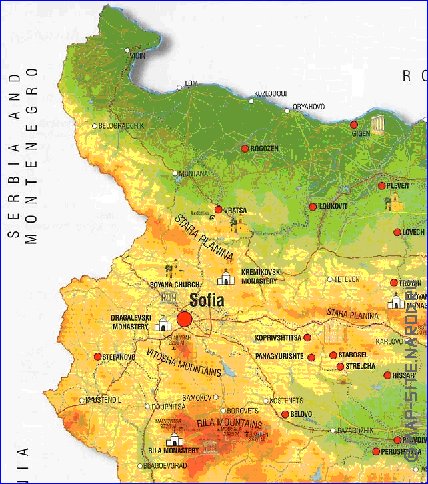 mapa de Bulgaria em ingles