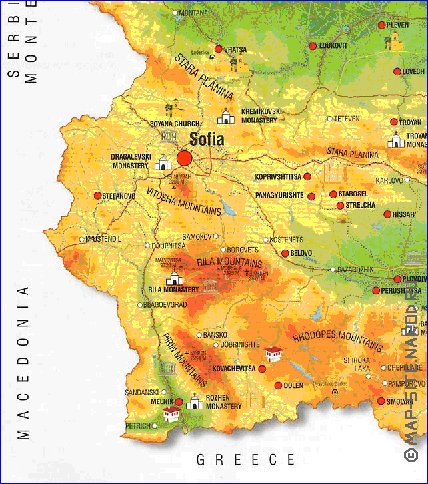 carte de Bulgarie en anglais