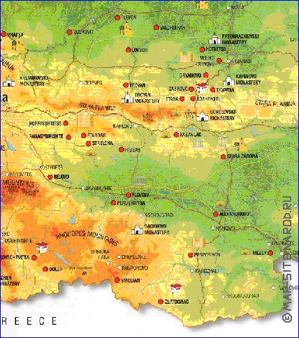 mapa de Bulgaria em ingles