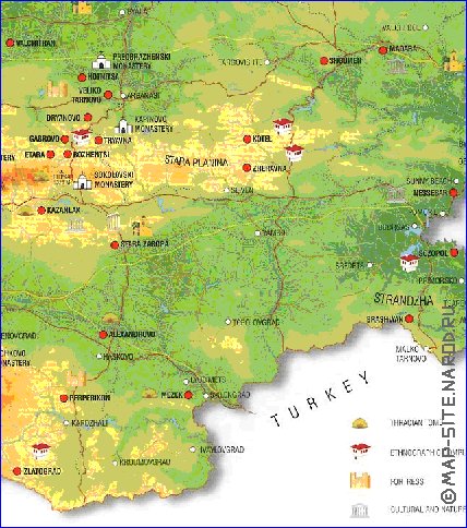 mapa de Bulgaria em ingles