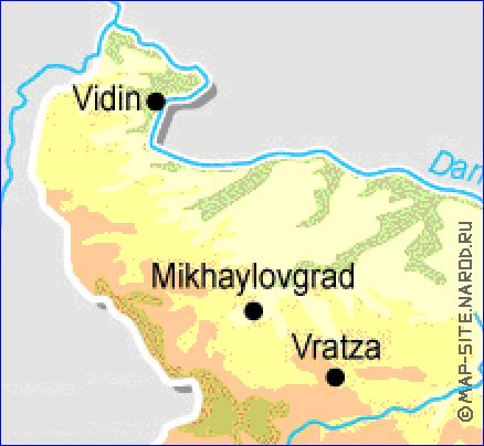 Fisica mapa de Bulgaria em ingles