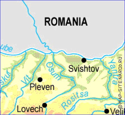 Fisica mapa de Bulgaria em ingles