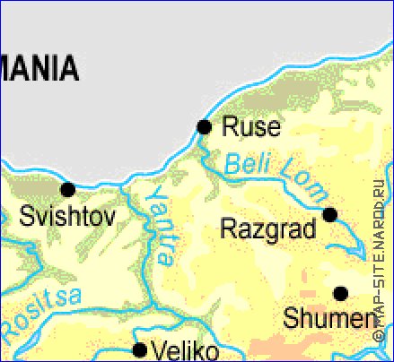 Fisica mapa de Bulgaria em ingles