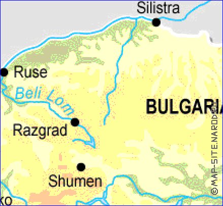 Fisica mapa de Bulgaria em ingles