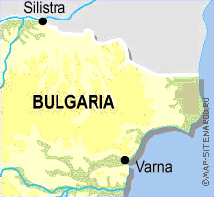 Fisica mapa de Bulgaria em ingles