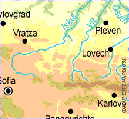 Fisica mapa de Bulgaria em ingles