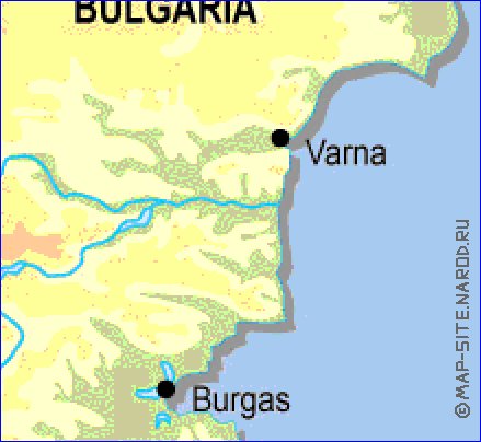 Fisica mapa de Bulgaria em ingles