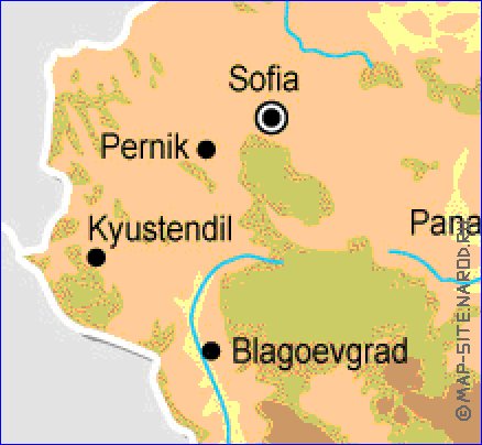 Fisica mapa de Bulgaria em ingles