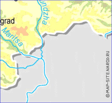 Fisica mapa de Bulgaria em ingles