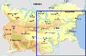 Fisica mapa de Bulgaria em ingles