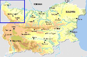 Fisica mapa de Bulgaria em ingles