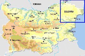 Fisica mapa de Bulgaria em ingles