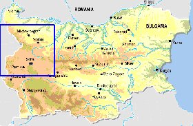 Fisica mapa de Bulgaria em ingles