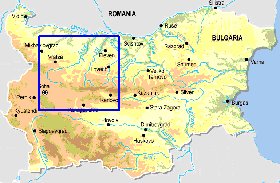 Fisica mapa de Bulgaria em ingles