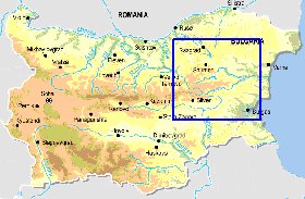 Fisica mapa de Bulgaria em ingles