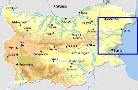 Fisica mapa de Bulgaria em ingles