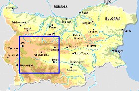 Fisica mapa de Bulgaria em ingles
